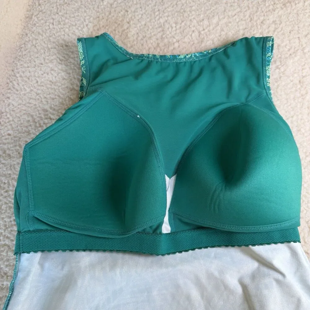 Lands' End Size 14D Tankini Swim Top Tropical Padded Bra Beach Vacation Resort